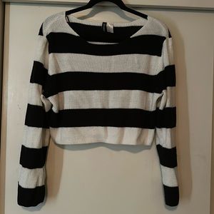 Black and White cropped striped sweater